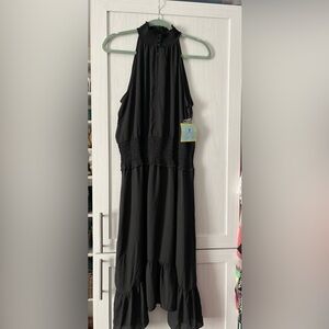 NWT CeCe Black Flowy Cocktail Dress Size Large Holiday Party 🥂
